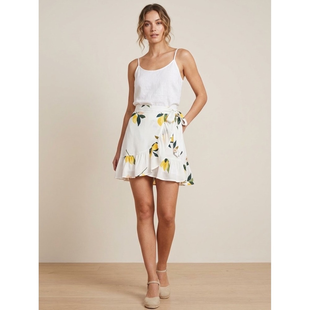 Rails Etienne Wrap ruffle mini Skirt Size XS Lemon grove